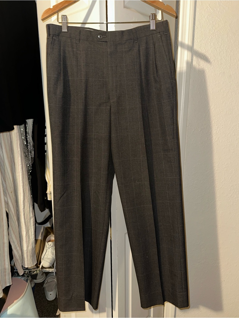 Dior Monsieur Brown and Gray Dress Trousers with Cream Waistband